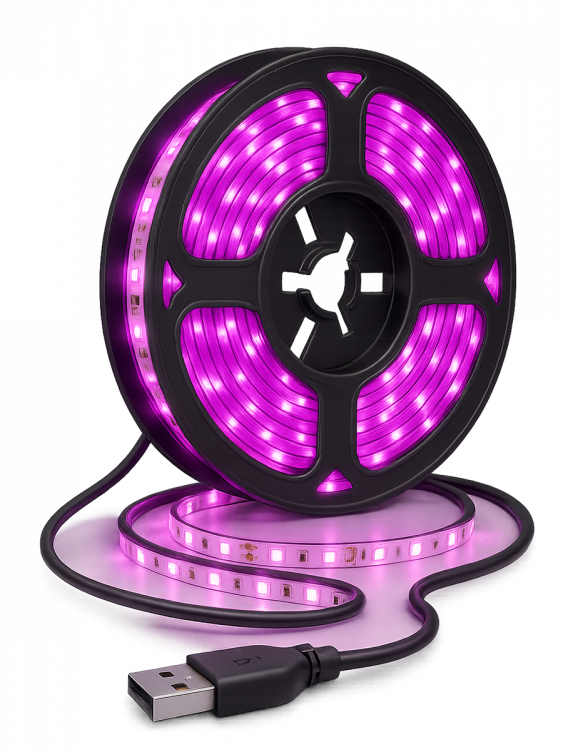 Фитолента для растений светодиодная USB фиолетовый свет IP65 Огонёк OG-LDL37 3 метра